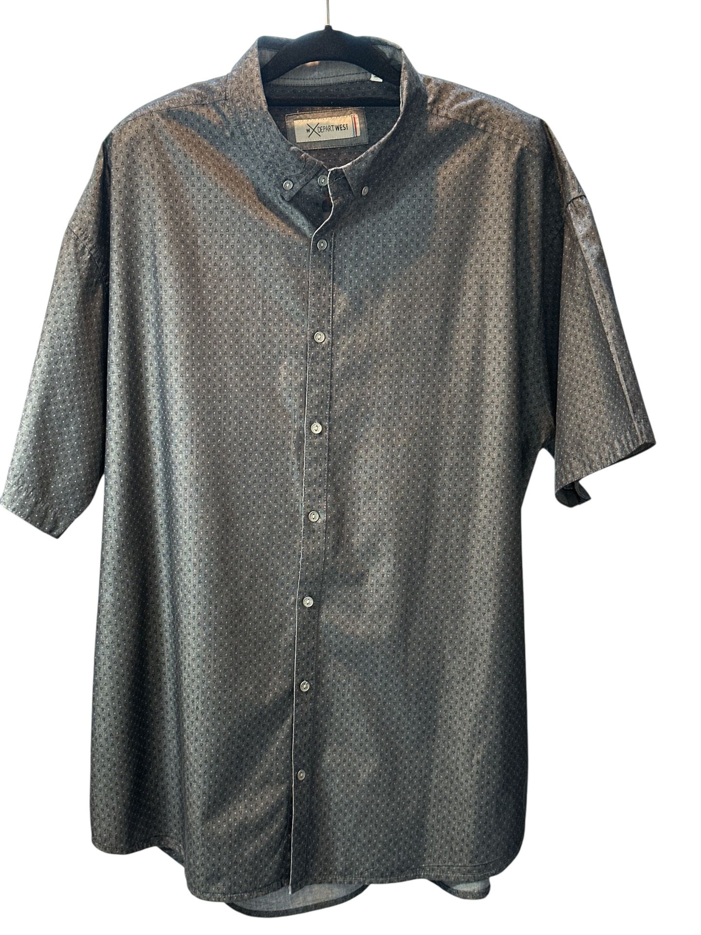 Wxd Port West Men’s Dark And Light Gray Short Sleeve Button Up Shirt Size 3X