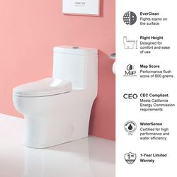 1.28 "gpf" Dual-flush Elongated Chair Height Floor Mounted One-piece Toilet (seat Included)