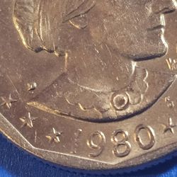 1980-D  Susan B Anthony Dollar  With Wide Rim In Good Condition