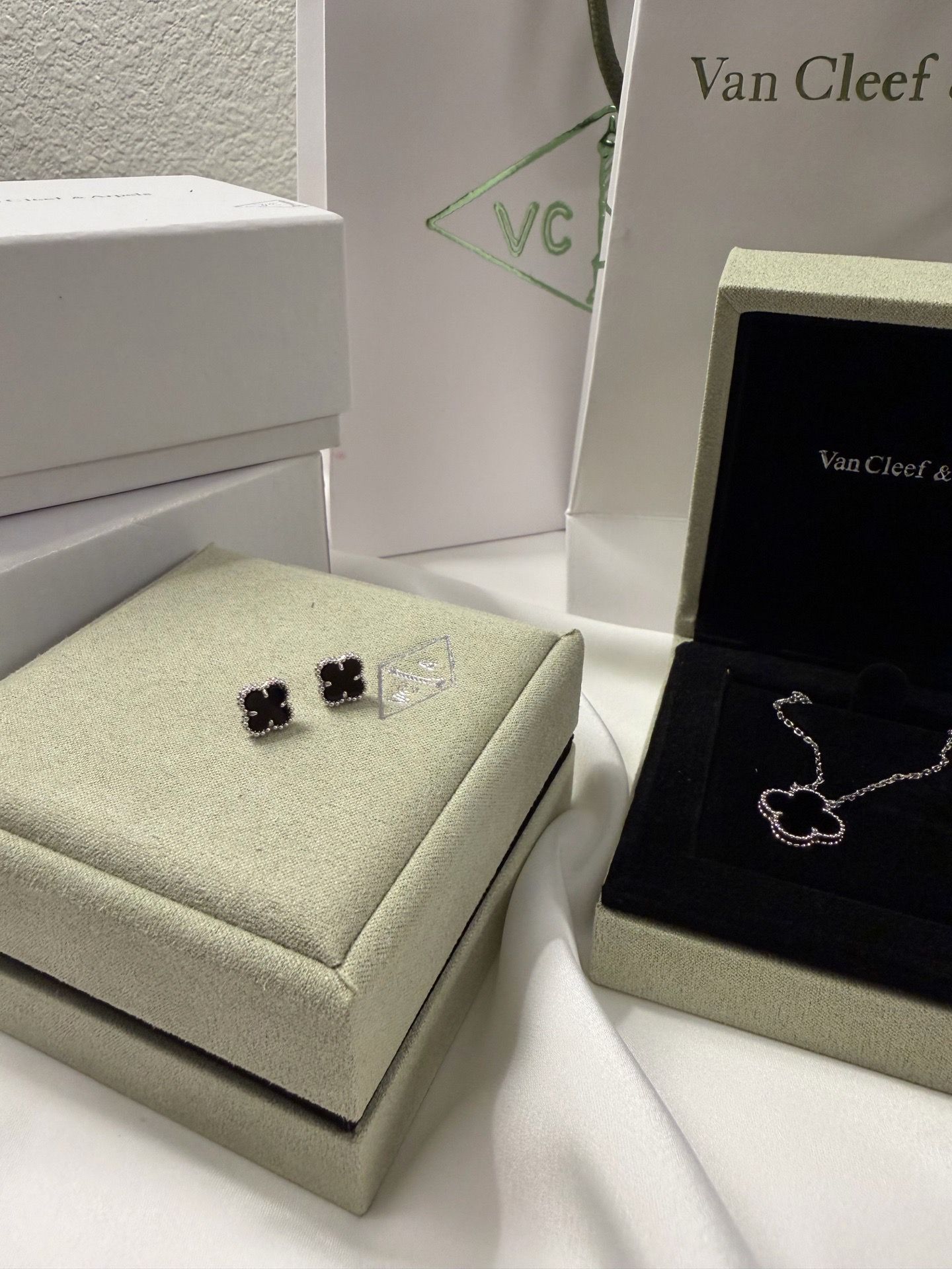 Van Cleef earrings , and necklace.