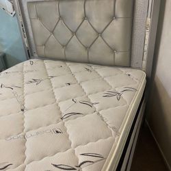 Mirrored  Full Size Bed Frame - Headboard- Footboard