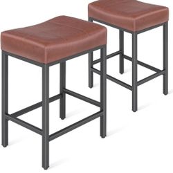 Bar Stools Set of 2, 23  Inch Stools for Kitchen Counter with Soft Cushion Bar Stools and Barstools Steel Frame, Counter Height Stools for Kitchen Isl