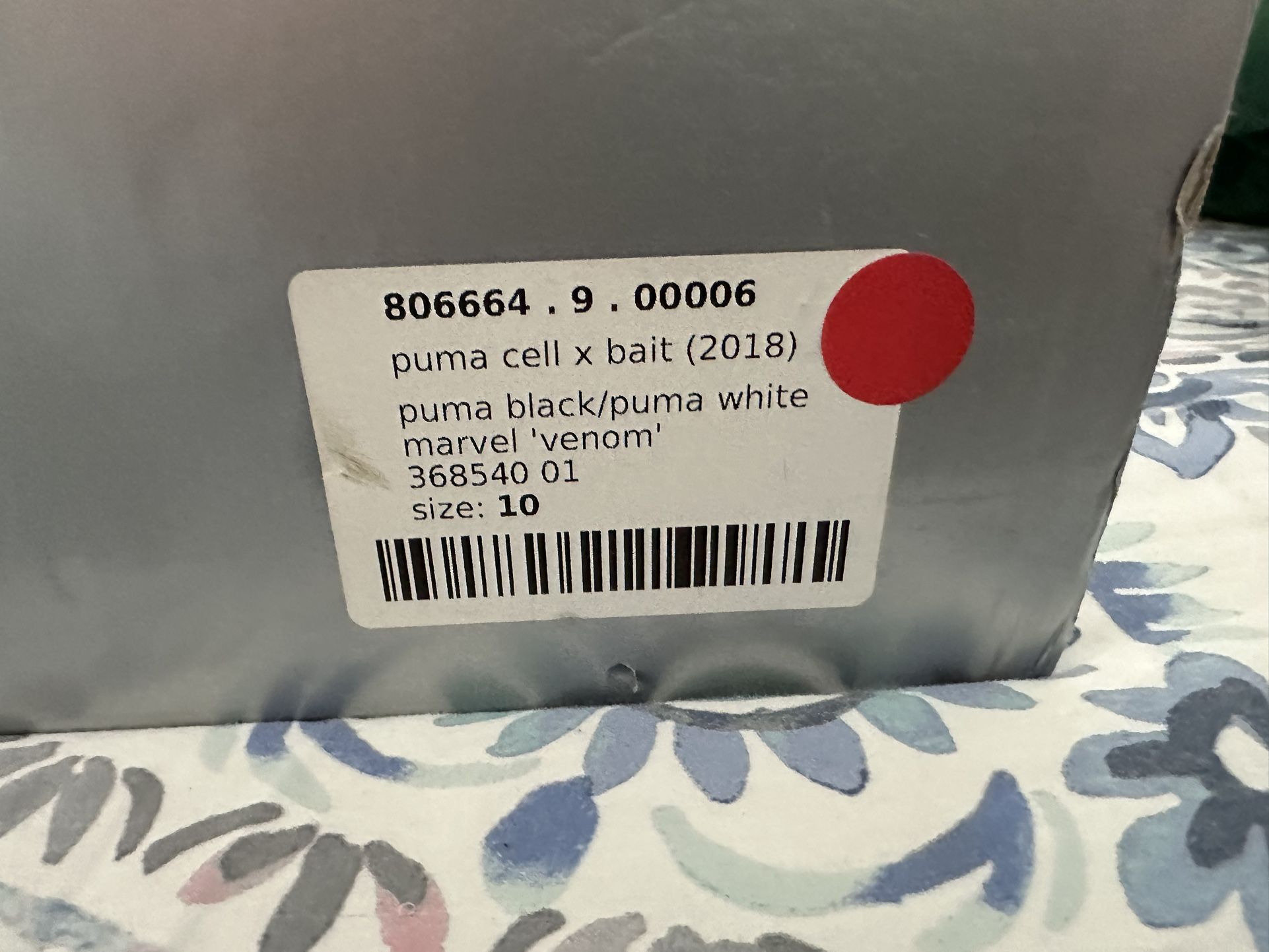 Bait X Marvel Puma X Cell Venom Size 10 Collector Shoes New