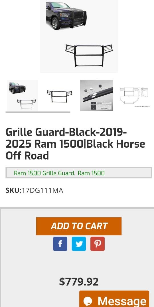 Grille Guard-Black-2019-2025 Ram 1500|Black Horse Off Road