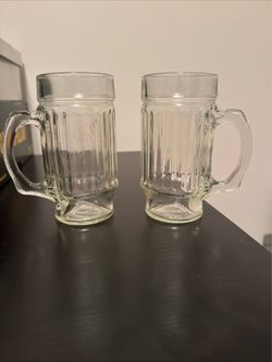 Set of 2 Clear Glass Beer Mugs