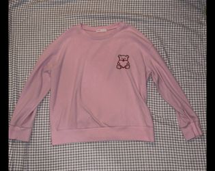 Kawaii Pink Heart Bear Pullover - Soft Aesthetic Crewneck(unisex)