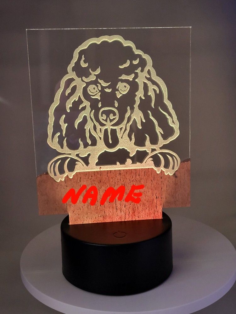 Personalized Custom Dog Breed LED Light, Night Light Poodle