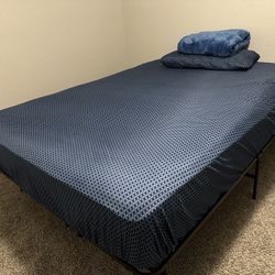Queen Size Bed With Frame In Great Condition, 2 Storage Boxes + Table For Free