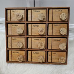Vintage Wooden Spice Rack Wall Hanging 