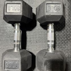 Set of 30 Lb Hex Dumbbells