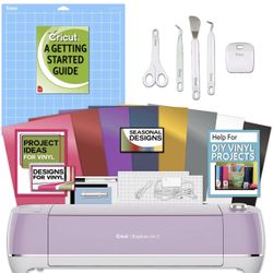 Cricut Explore Air 2 Lilac Machine Bundle - Beginner Guide, Tool Kit, Vinyl Pack, Designs & Project Inspiration New In Box