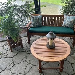 Like New, 3 Piece Teak Furniture Set With Cushions and Pillows