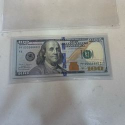 $100 Bill With Fancy Serial Number