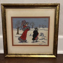 Vintage Hand Crafted Cross-Stitch 