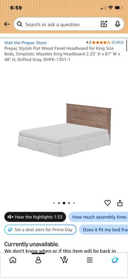 Brand new in box king size bed frame and headboard.