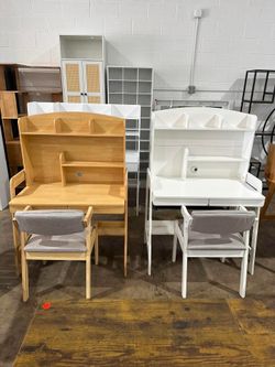 Brand New-Kids Study Desk with Chair - White/Oak ($180 per set)