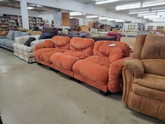 Orange plush couch