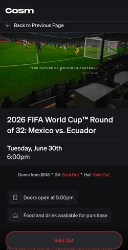 COSM Dome Seating for Mexico vs Ecuador
