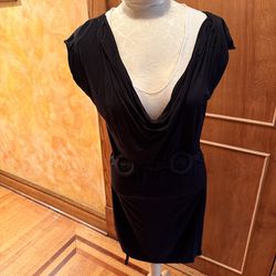 Studio M Black Draped Cowl Neck Mini Dress Size M