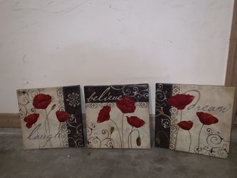“Laugh, Believe, Dream” Canvas. 3 Piece Set 