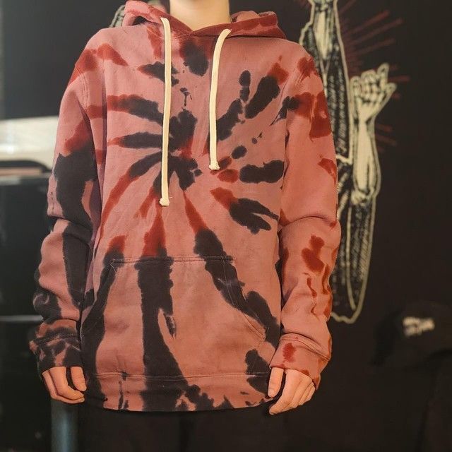 Black And Pink Tie-Dyed Hooded Sweatshirt