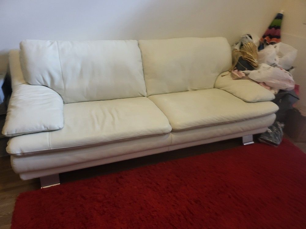 White Italian Leather Couch