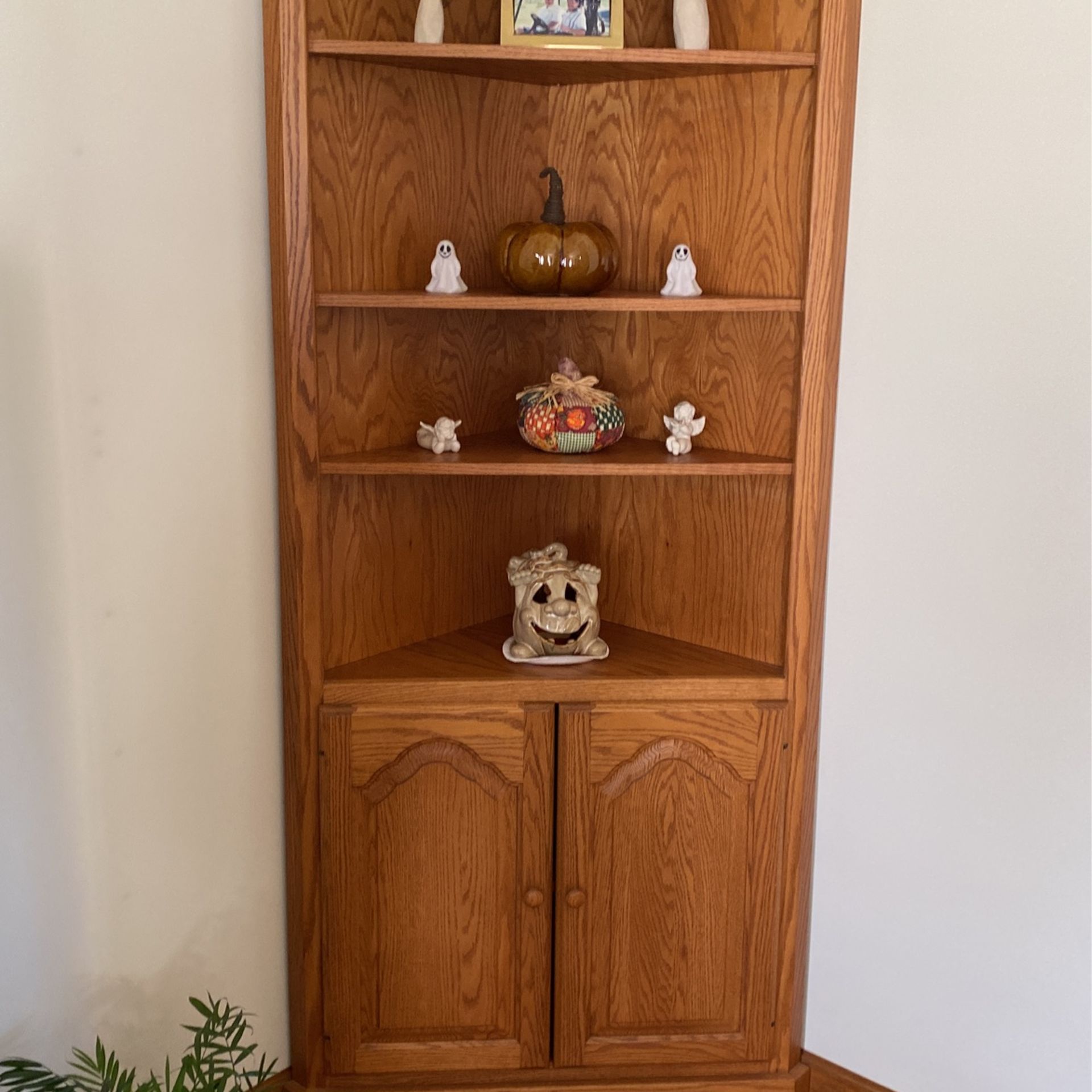 Amish Corner Oak Bookshelf/storage Unit Size Is 34” W X 80 1/2 L