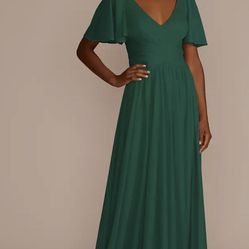 USED David’s Bridal Bridesmaid Dress Juniper Green Size 18