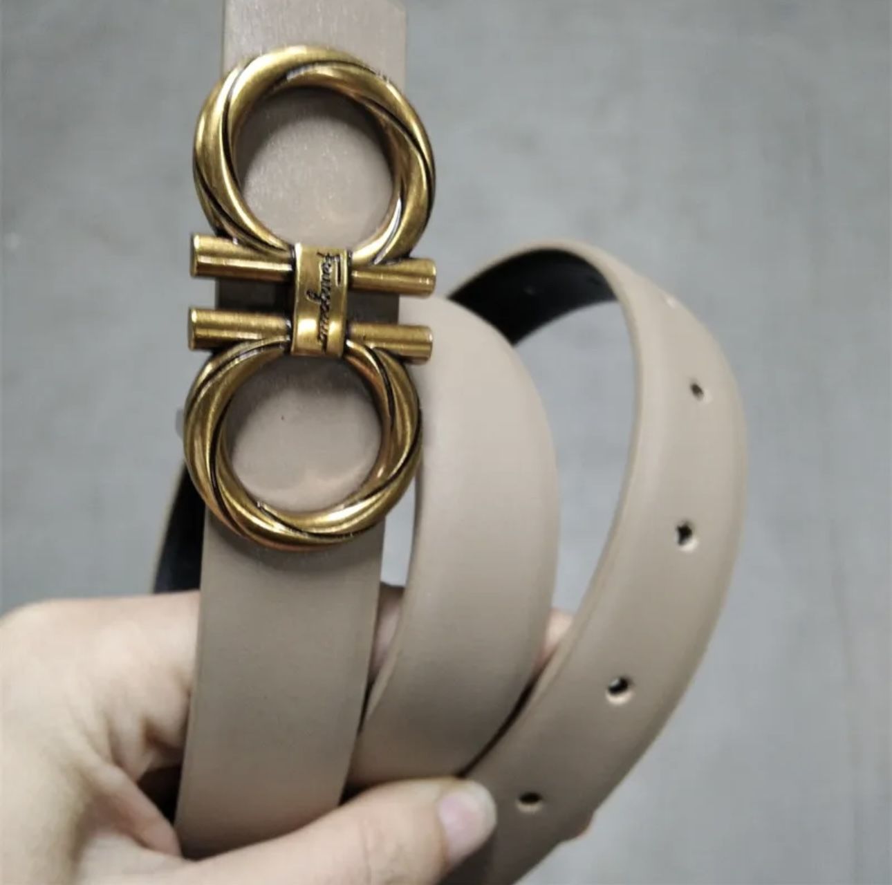 Salvatore Ferragamo Women Belt Gold With Tan Color