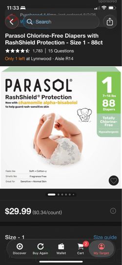Half Price Parasol Diapers Size 1 New