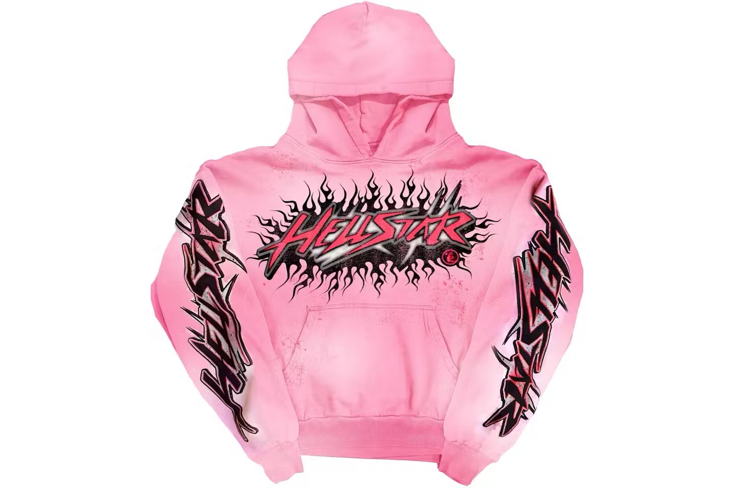 Hellstar Pink Flame Graphic Hoodie – Streetwear Pullover Sweatshirt – Unisex Size medium