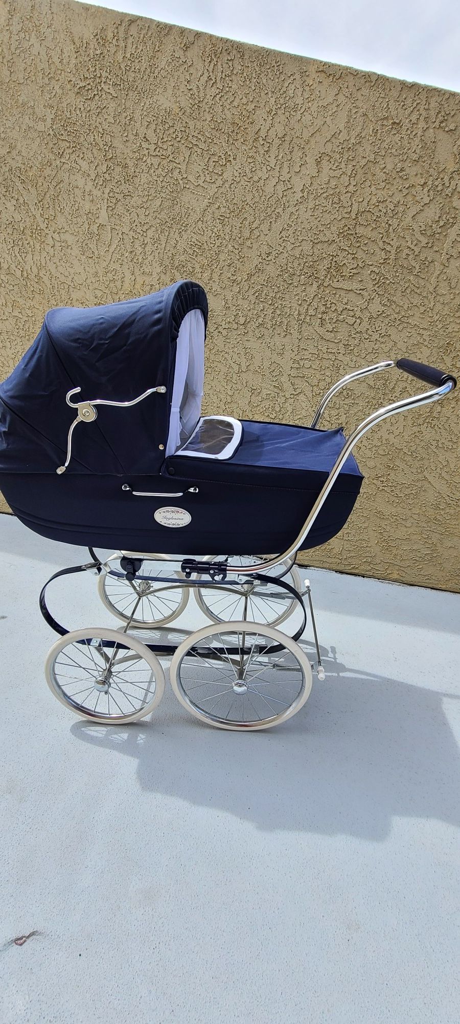 Inglesina classica pram in navy blue stroller royal carriage for Sale