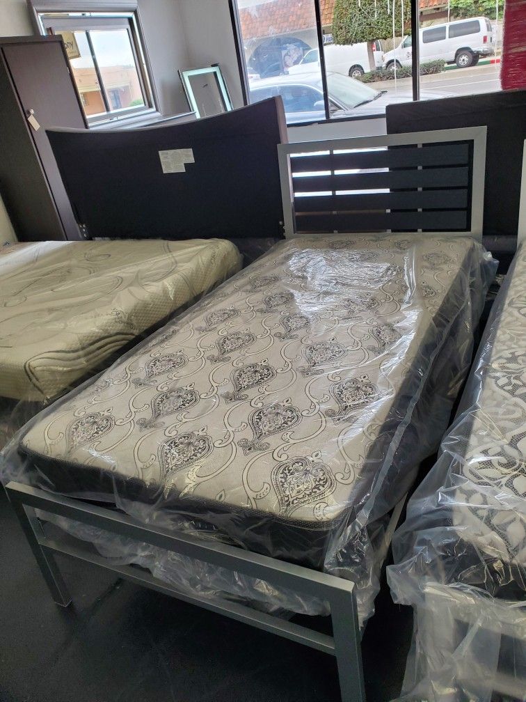New Twin Bed Frame With Mattress Special