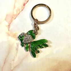 Fish Green Rhinestone Keychain 