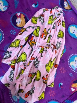 Grinch Print Kids Fleece Robe