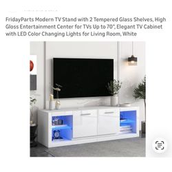 TVs Up to 70'' with 2 Tempered Glass Shelves, LED Lights