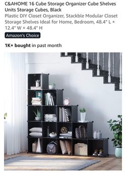 C&AHOME 16-Cube Modular Storage Organizer, Black
