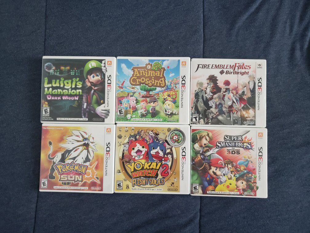 3DS Game Lot- Pokémon Sun, Animal Crossing, Fire Emblem Fates, Luigi's Mansion 2