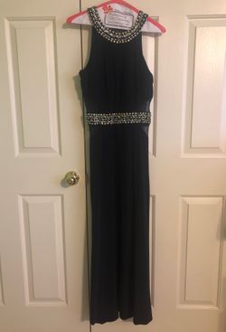 Macy’s Navy Blue with Rhinestone Neckline Dress