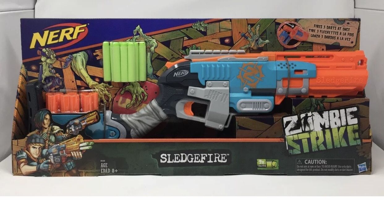 Nerf Zombie Strike Sledgefire Blaster New In Box (Discontinued By Nerf)