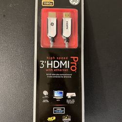 GE 3' HDMI Pro High Speed with Ethernet Transmits Deep Color 3D and 4K signals