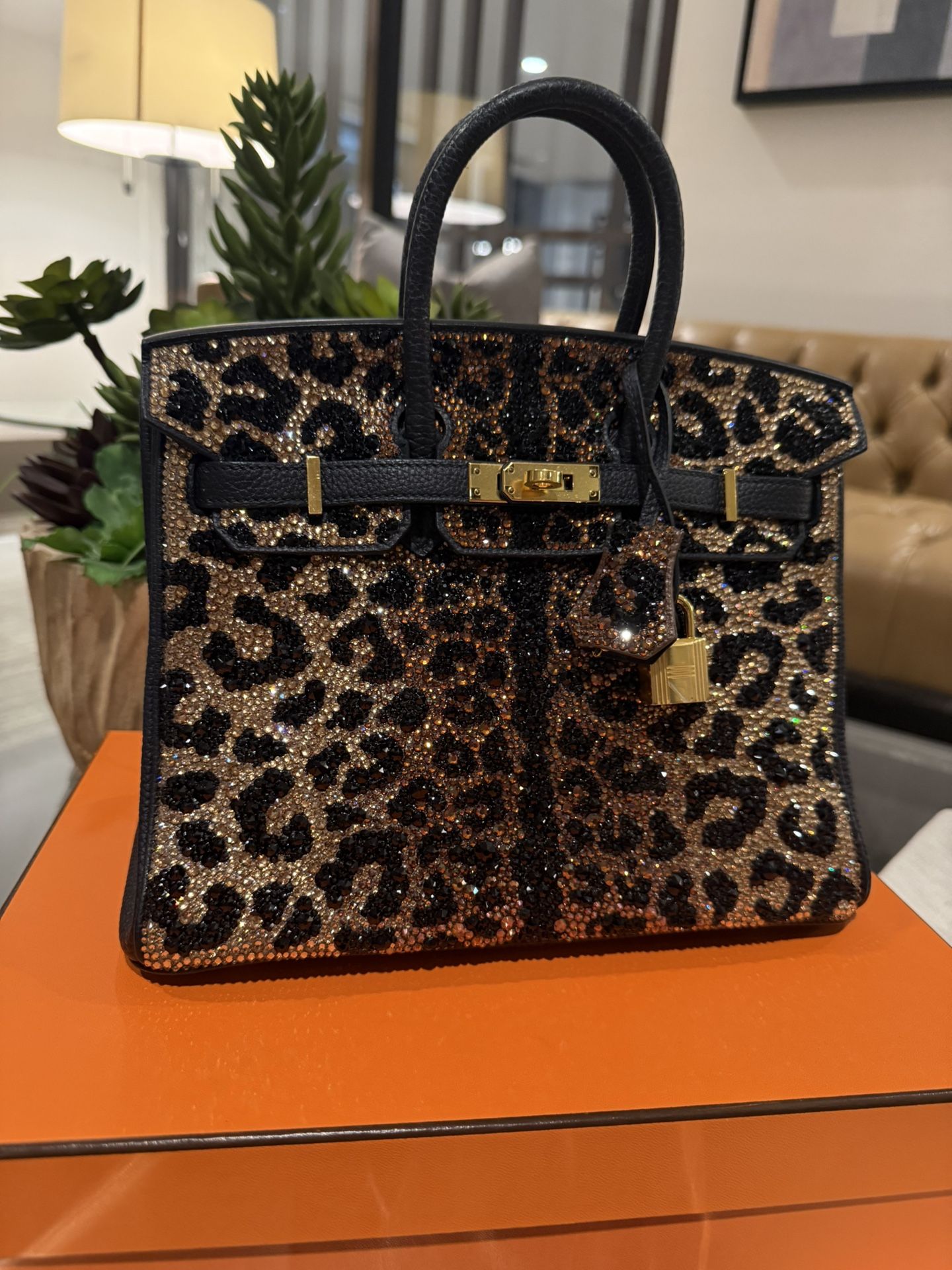 HERMES BIRKIN 25 NEW RARE Swarovski crystals handmade