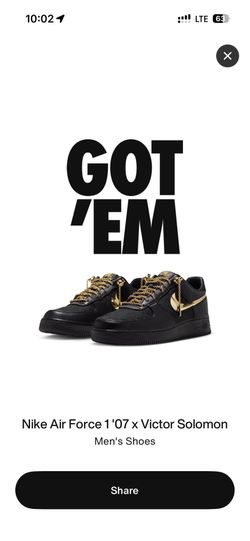 Nike Air Force 1 Low Victor Solomon ASW Blk Sz 12