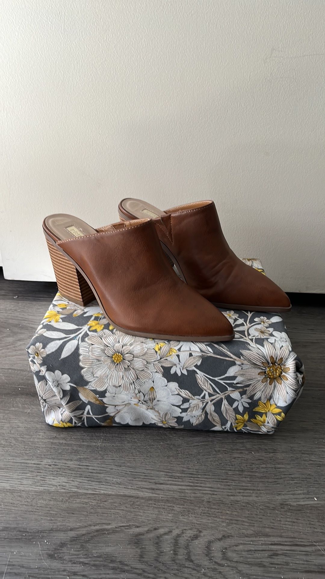 Brown Heeled Mules