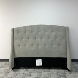 Light Grey Tufted Suede Headboard- Queen