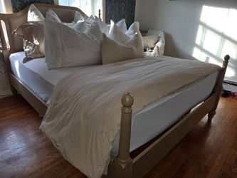 King Bed Frame with Upholstered Headboard