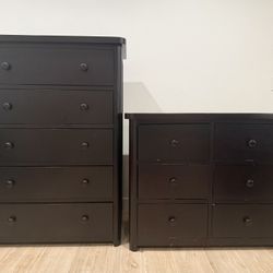 Solid Wood Dresser / Tall Chest Set Espresso Wood Furniture 