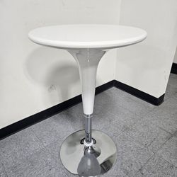24” Round Cocktail Table, Height Adjustable, 360 Degree Swivel - White

