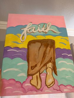Faith handmade Art (Jesus walking on clouds)