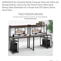 2-Person Desk In Excellent Condition. Almost New. And there is a Chair that can be sold separately. Both are almost new. Double Computer Desk